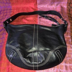 COACH black leather hobo bag